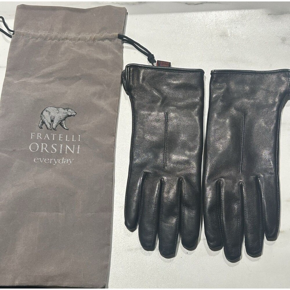 Fratelli Orsini Leather Gloves sz 7 Francesca Brown Made in Italy Rabir Fur Line